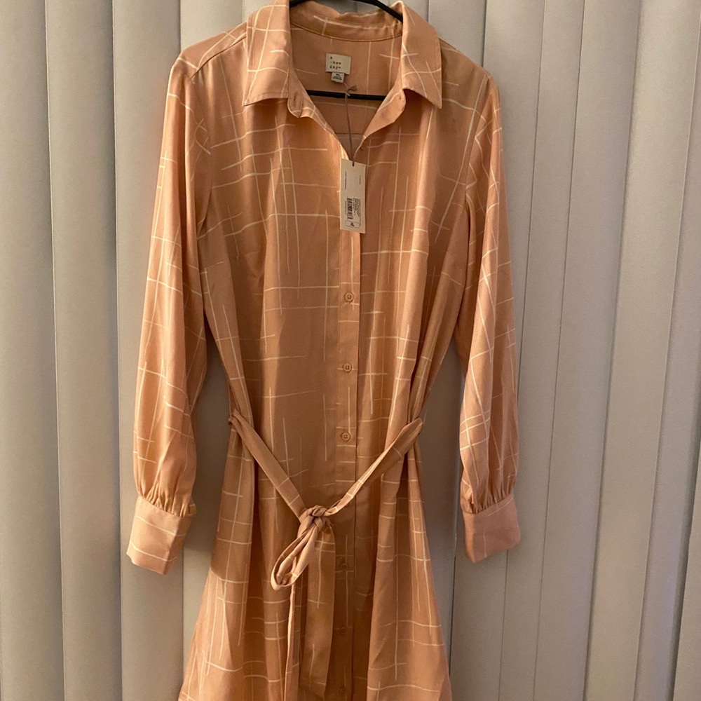 A new day pink shirt dress with tie waist